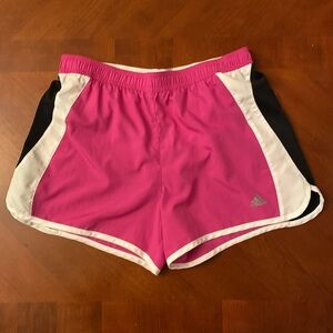 Adidas Women’s Color Block Marathon Running Shorts Pink Medium 3”